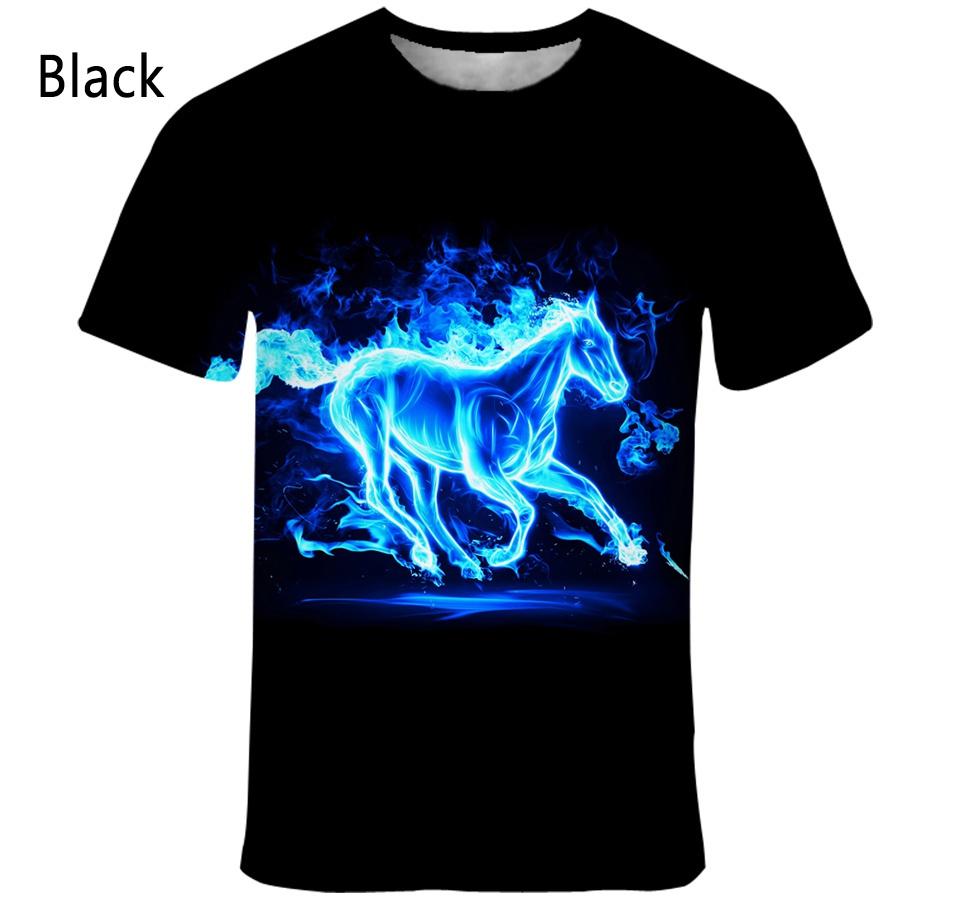 Neues Mode Tier Pferd 3D Gedrucktes T-Shirt Herren und Damen Sommer Lässig Kurzärmelig Harajuku Street Shirt Tops