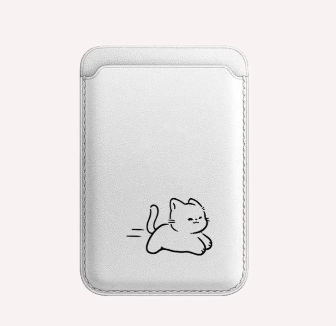 Small Fish Cat MAGsafe Leather Card Holder Case for Apple Phones