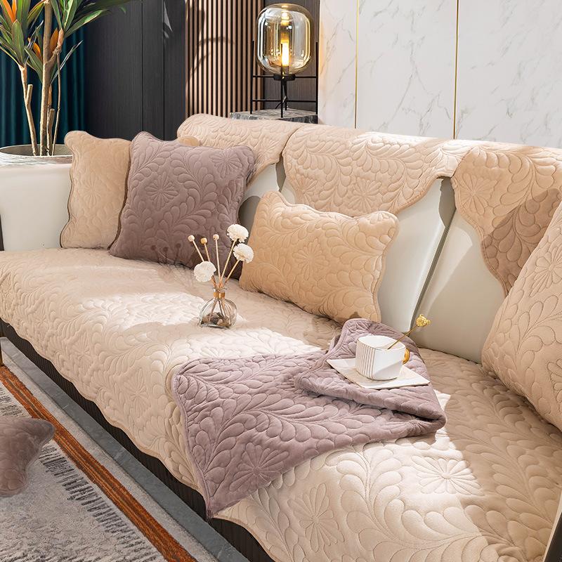 Sofa Cushion Four Seasons Universal Non-Slip Cushion Nordic Simple High-End Solid Wood Winter Cover Backrest Towel Cover Cloth