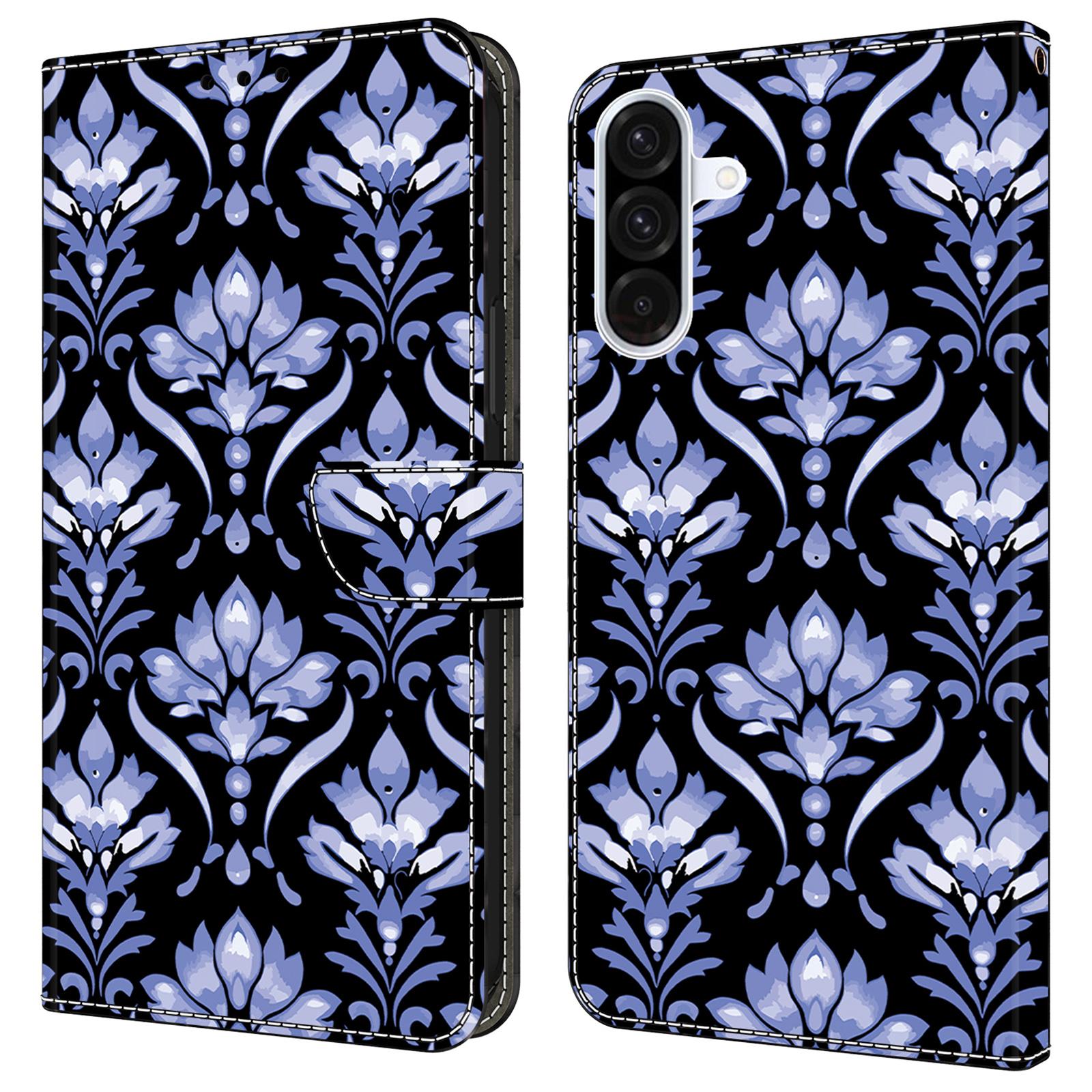 

For Samsung Galaxy S24 FE Leather Case Pattern Printing Wallet Stand Anti Drop Phone Cover Flower Texture