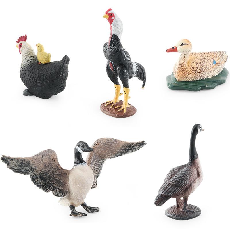 Simulation Hen Fighting Hen Hen Back Chick Canada Goose Farm Poultry Chicken Duck Goose Animal Model Ornament Export