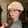 French Camellia Pearl Top Hat, Women'S Autumn And Winter Luxury Sense, Beret, Retro Pot Hat