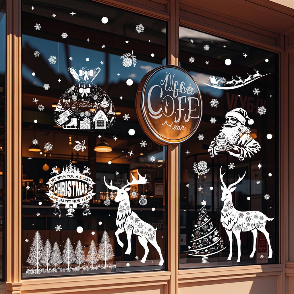 Christmas Window Clings Pvc Snowflakes And Reindeer Party Decorations Pack Of Five
