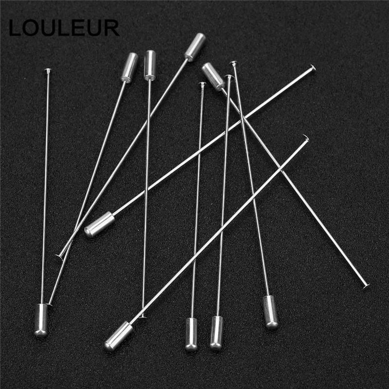 10pcs/lot 9cm 12.1cm Length Brooch Pin Safety Pins With Stopper Ends Copper Rhodium Color for Diy Brooch Pins Base Jewelry