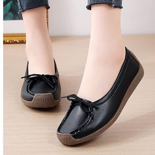 

Мягкая кожа Doudou обувь женская весна и осень 2025 новая супермягкая подошва один педаль ленивые плоская подошва мать повседневная одинарная обувь 40 чёрный