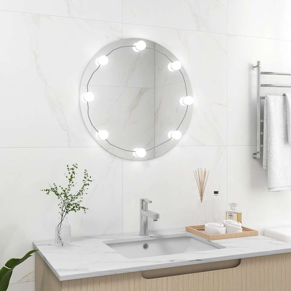 Vidaxl Round Glass Wall Mirror with LED Lights