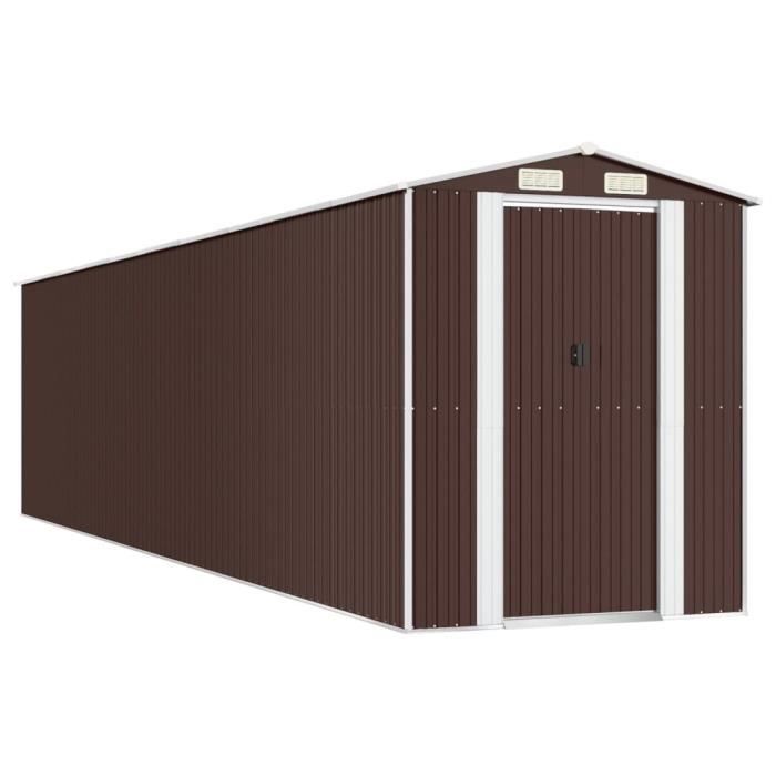 3147468 vidaXL Garden Shed Dark Brown 192x855x223 Cm Galvanized Steel