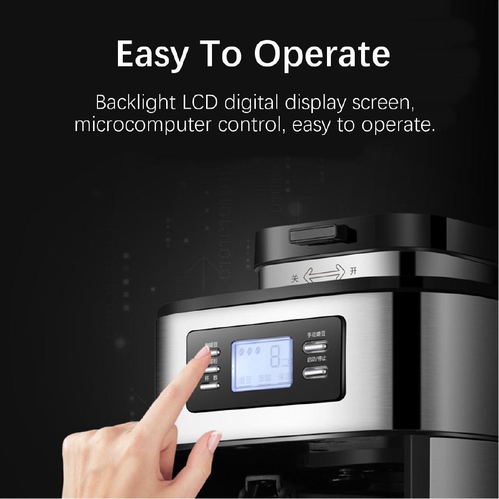 1200ml 220V Electric Coffee Maker Machine Household Fully-Automatic Drip Coffee Maker Tea Coffee Pot Kitchen Appliance 1000W