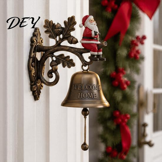Decorative Metal Door Bell Vintage Christmas Doorbell, Welcome Wall Hanging, Deer/Snowman/Santa Claus/Penguin/Witch Decor, Doorbell Bell, for Entryway