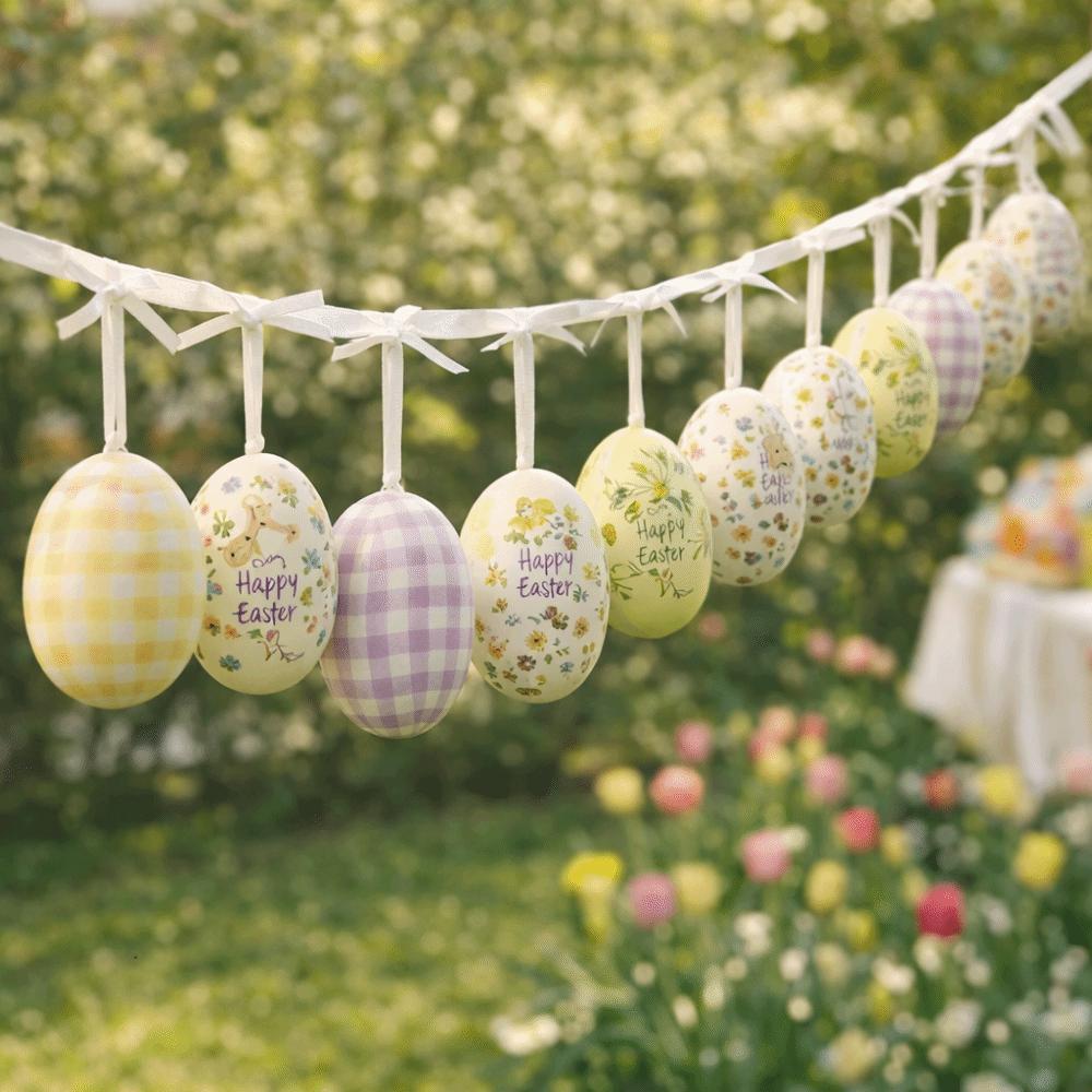 12PCS Plastic Egg Easter Egg Decoration Easter Egg Scene Decoration Hanging Easter Egg Happy Easter Easter Egg Props