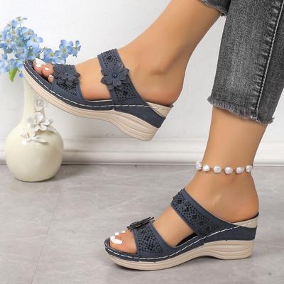 Strass bloem één-woord sandalen lente plateauzool sleehak slippers dames dragen sandalen damesschoenen