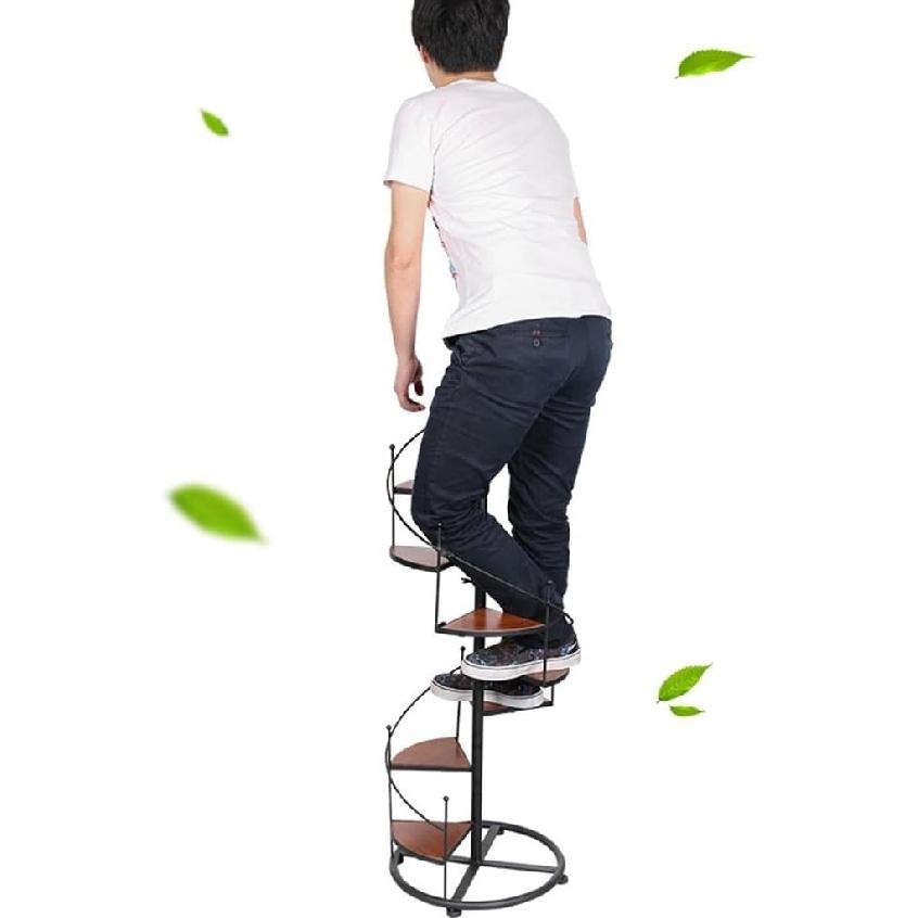 Decor Stair Shape Spiral Plant Stand for Holds 8-Flower Pot, Flower Pot Holder Planter Organizer Shelf, Multiple Rack Wrought Iron Plant Shelf for