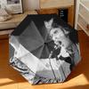 1pc Johnny Hallyday Retro Poster Umbrella Portable Folding Umbrella Iron Frame Hole Bone Structure Outdoor Home Umbrella