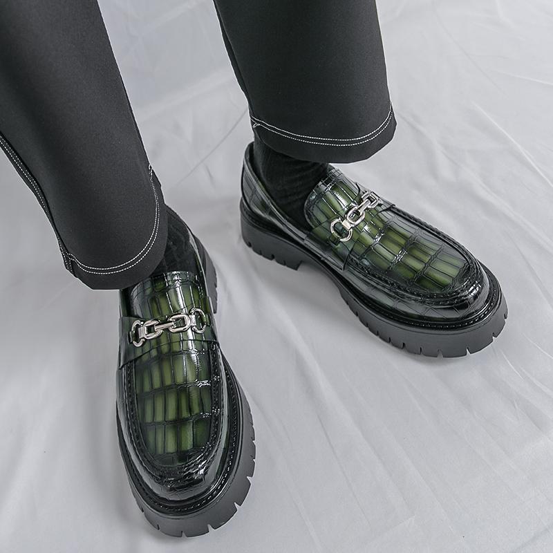 Fashion Brand Business Casual Leather Shoes Rubber Thick Soled Anti Slip Men Leather Shoes Low-quality Fashionable Comfort Driving Shoes