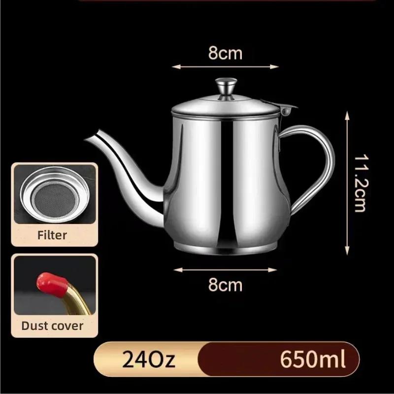 Stainless Steel Oil Kettle Portable Oil Pot with Filter Large Capacity Thickened Liquid Storage Jug Suitable for Induction Cooke