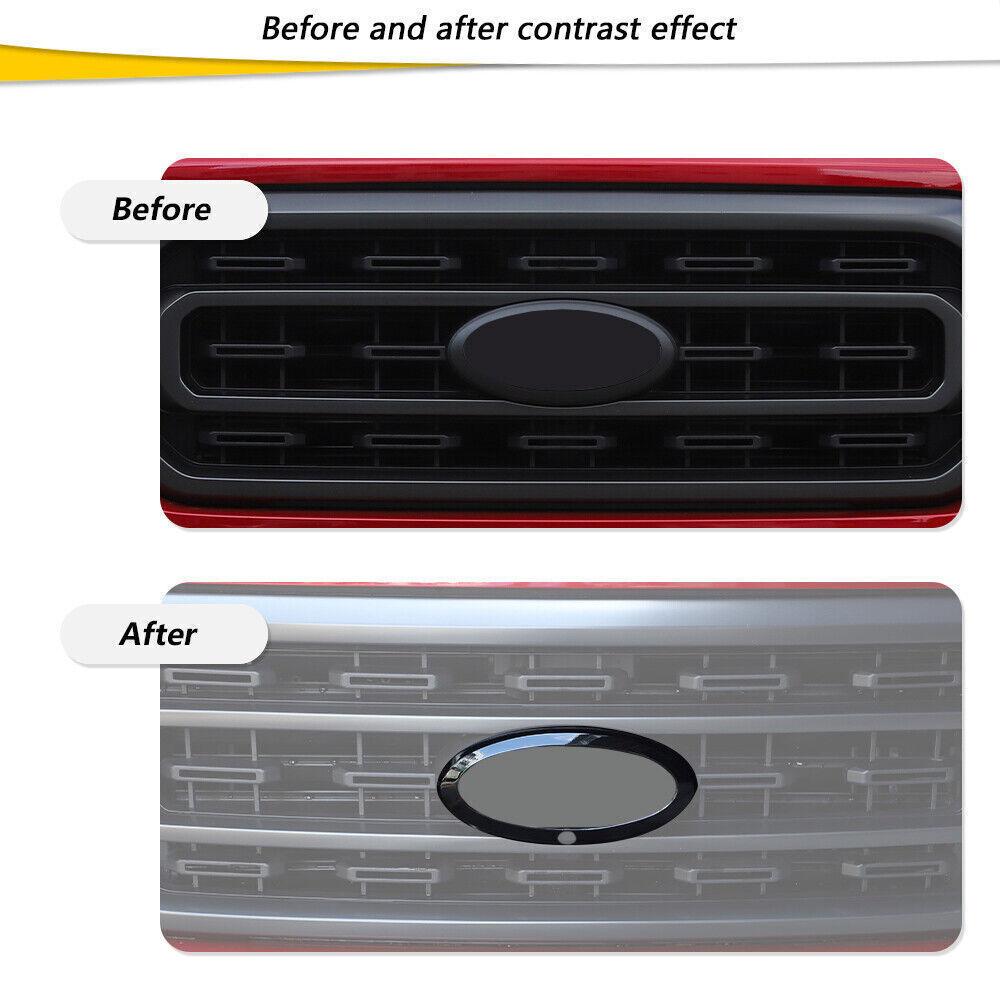 Car Front/Rear Logo Emblem Badge Trim Ring For Ford F150 2021+ Black Accessories