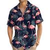 Flamingo-Print Hawaiianisches Herrenhemd Ideal für Sommerurlaube und Urlaubsbekleidung Herren Freizeit Kurzarm Oversized Tops