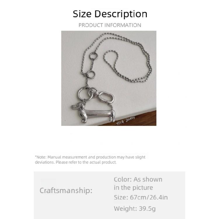 Cartoon Dog Pendant Necklace With Long Beaded Chain Versatile Fashion Statement Clavicle Jewelry Accessory