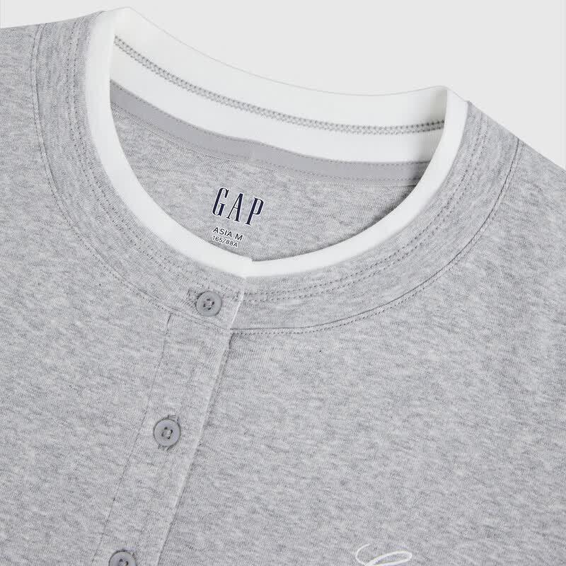 GAP Women's Faux Layer Embroidered Logo Slim Fit T-Shirt