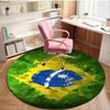 1PC round rug Brazil Artwork Printed Round Area Rug ,Rug For Home Office, Round Chair Rug, Decorative Carpet Fan gifts Christmas gift