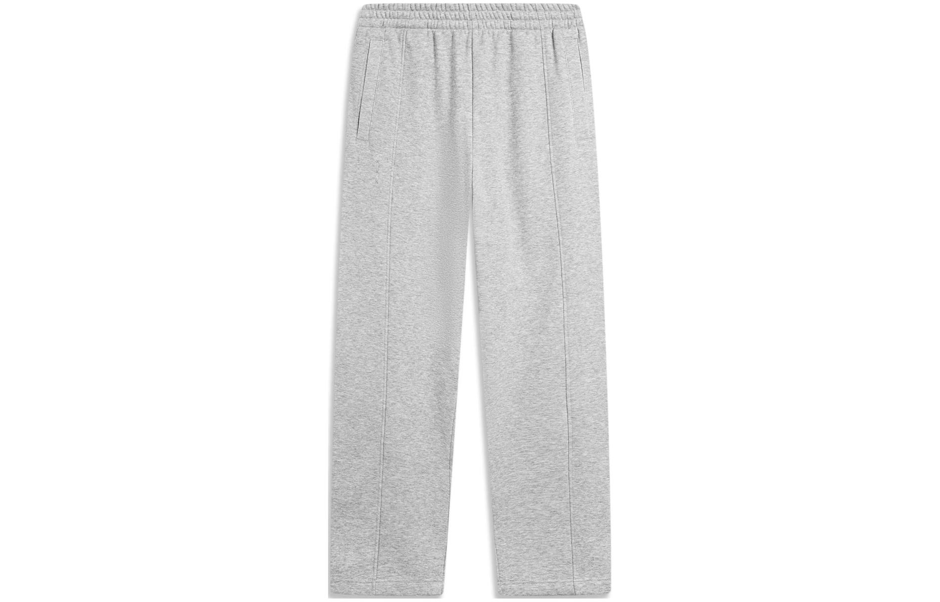 Li Ning China Culture Collection Solid Color Straight Fit Fleece Lined Thermal Loose Fit Knitted Sweatpants Men s AKLT901-2 S