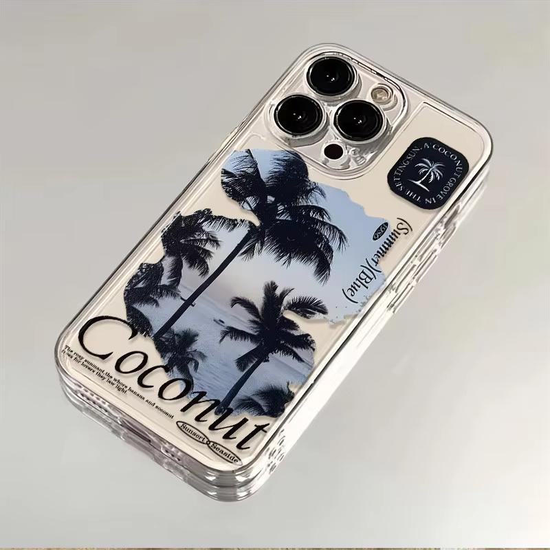 Fashion Coconut Tree Pattern Transparent Phone Case For Samsung Galaxy S26 S23 S24 S25 Ultra S22 S21 S20 Plus FE A50 A70 Cover