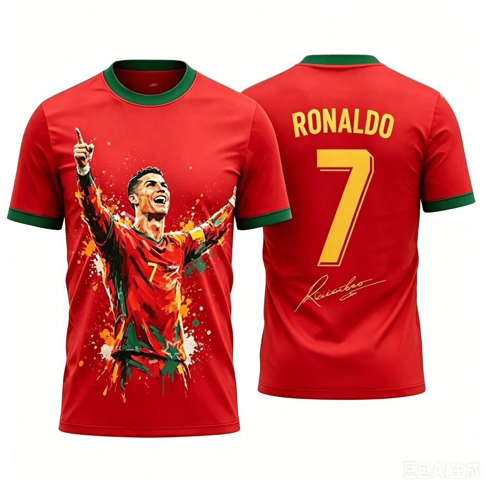 2026 New Cristiano Ronaldo Summer 3D Fashionable Breathable Football Jersey Children's T-shirt, Suitable for Daily Outdoor Wear