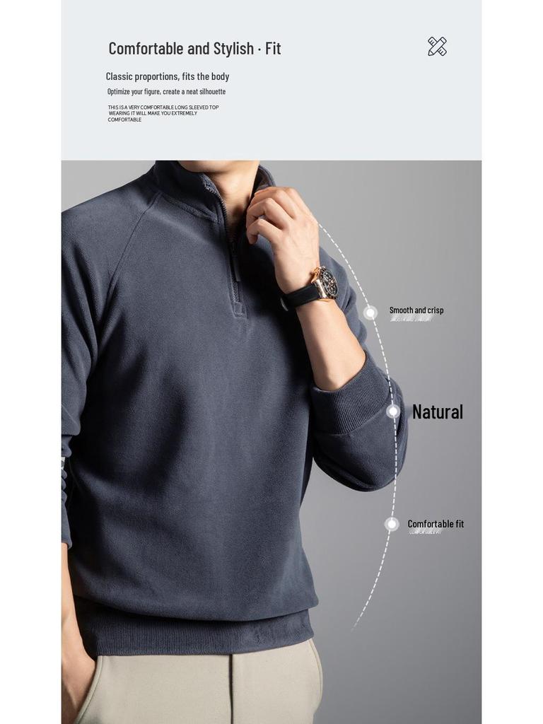 Men's Winter Double-Sided Fleece Half-Zip Long-Sleeve T-Shirt (2025 Collection)