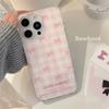 Double Layer Pink Plaid Mobile Phone Case Suitable for 14 Apple 15 Promax Bow Iphone13 Niche 11 Soft 16