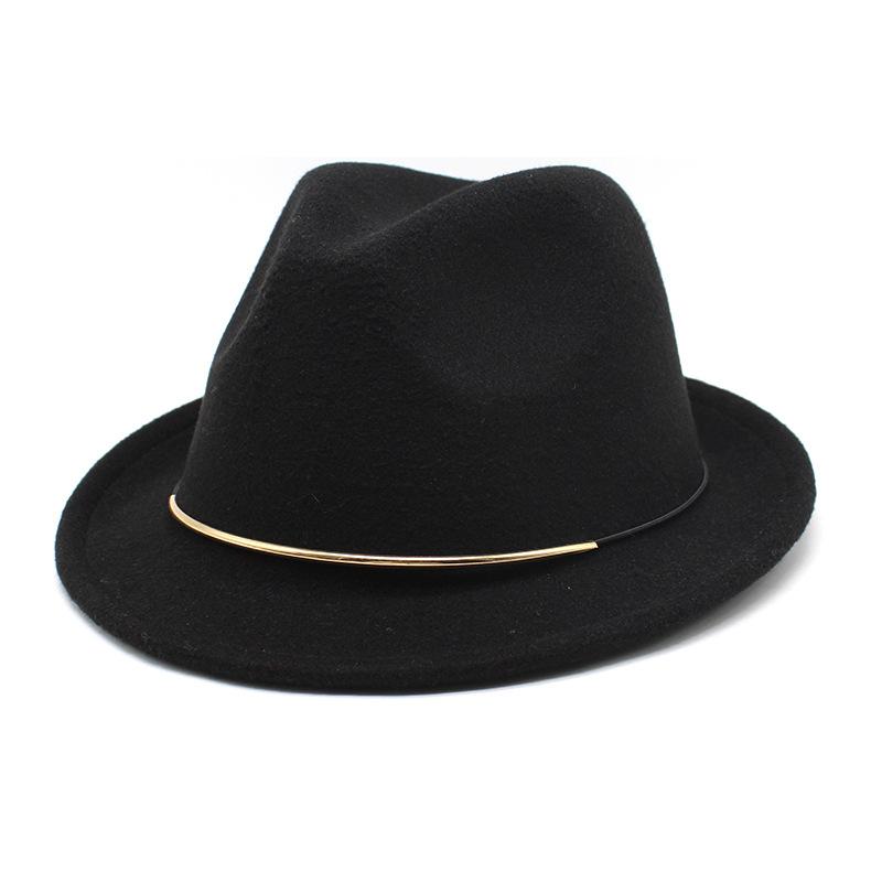 Wool Top Hat Ladies Trend Hat Gold Buckle Jazz Hat Wool Felt Hat