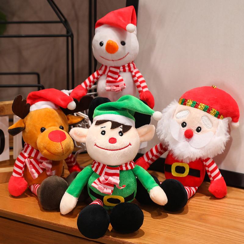 Adorable Plush Christmas Santa Claus Doll Soft Reindeer Elf Snowman Toys For Kids Gifts