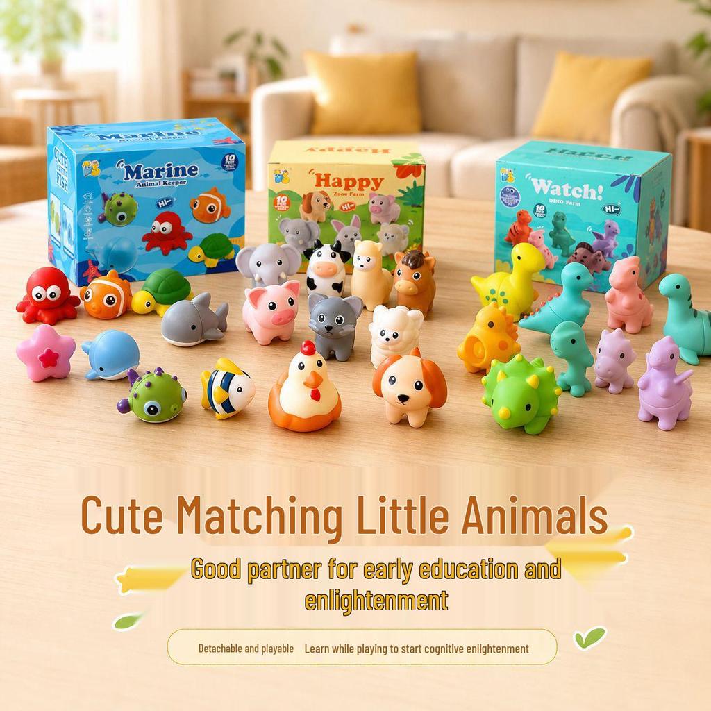 Baby Bath Squeeze Toys - Dinosaur & Ocean Animal Set