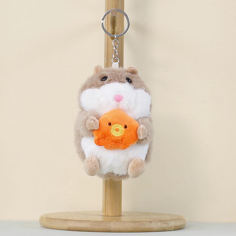 Plush Hamster Keychain Cute Cartoon Toy For School Backpack Kids Gift