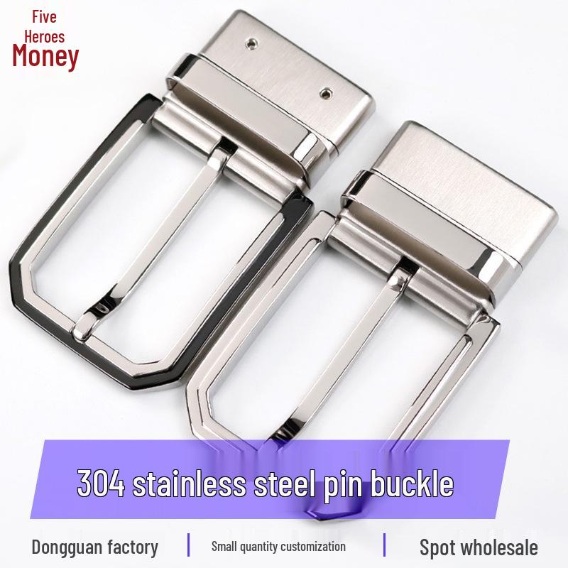 Men's Stainless Steel Double-Sided Rotating Pin Buckle for Perforated Belts