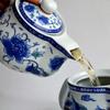 Teapot 500ml Blue White Peony Flower Porcelain Kettle Stainless Infuser Mudan Flower 500ml