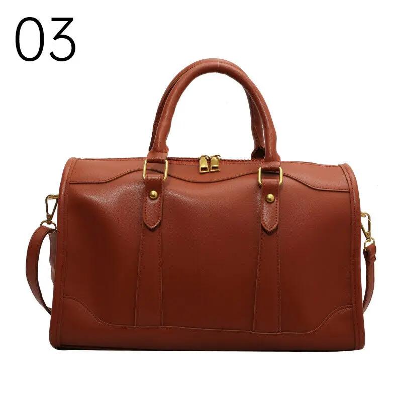 Large Capacity Tote Handle Bags Women Solid Artificial Leather Fashion Boston Crossbodybag Ladies Simple Travel Shoulder Bag