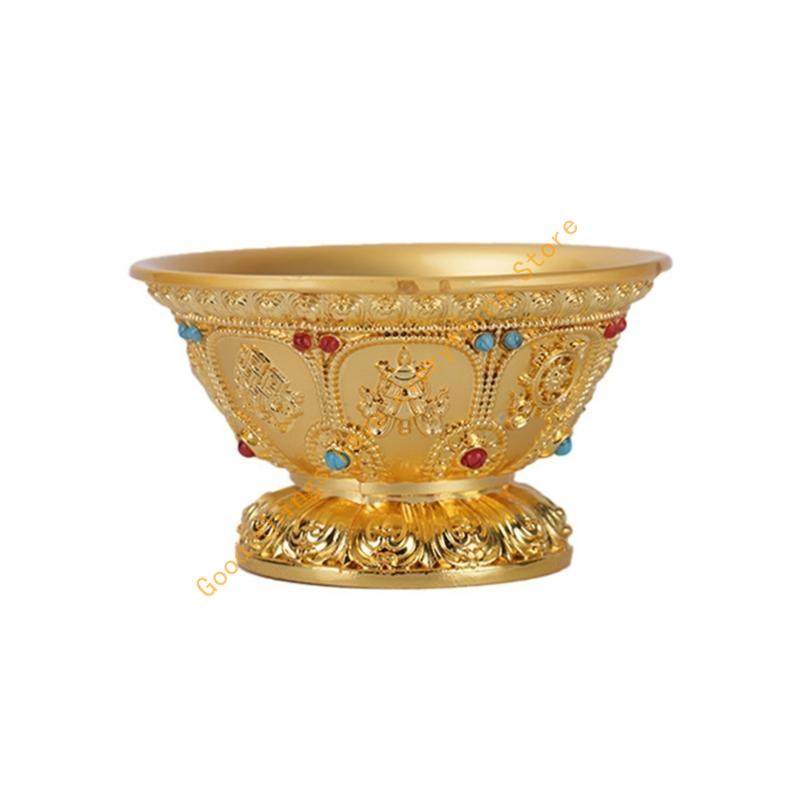

Tibetan Bowl Offering Cups Gilded Gold Copper Bowls Water Cup for Buddhist 55KF