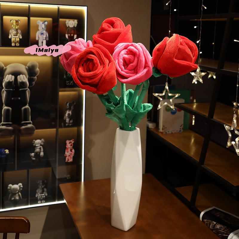 M-85/100cm Large Red Plush Artificial Rose Bouquet Stuffed Bendable Bouquet Soft Floral Home Decoration Valentine's Day Mom Gift