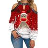 2023 European Christmas Reindeer Off-Shoulder Long Sleeve Top: Women's Casual Fashion