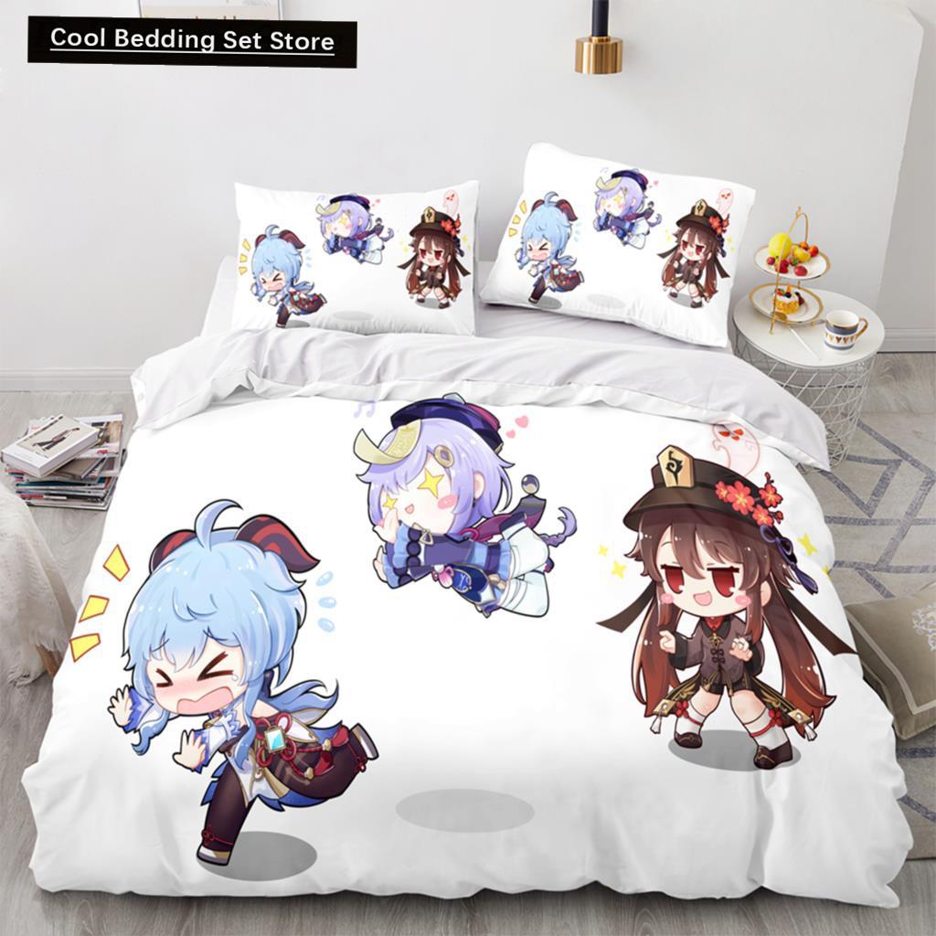 3D Print Anime Genshin Impact Xiao SUCROSE Qiqi Duvet Cover Cartoon Bedding Sets Bed Set Quilt Comforter Covers Home Textiles