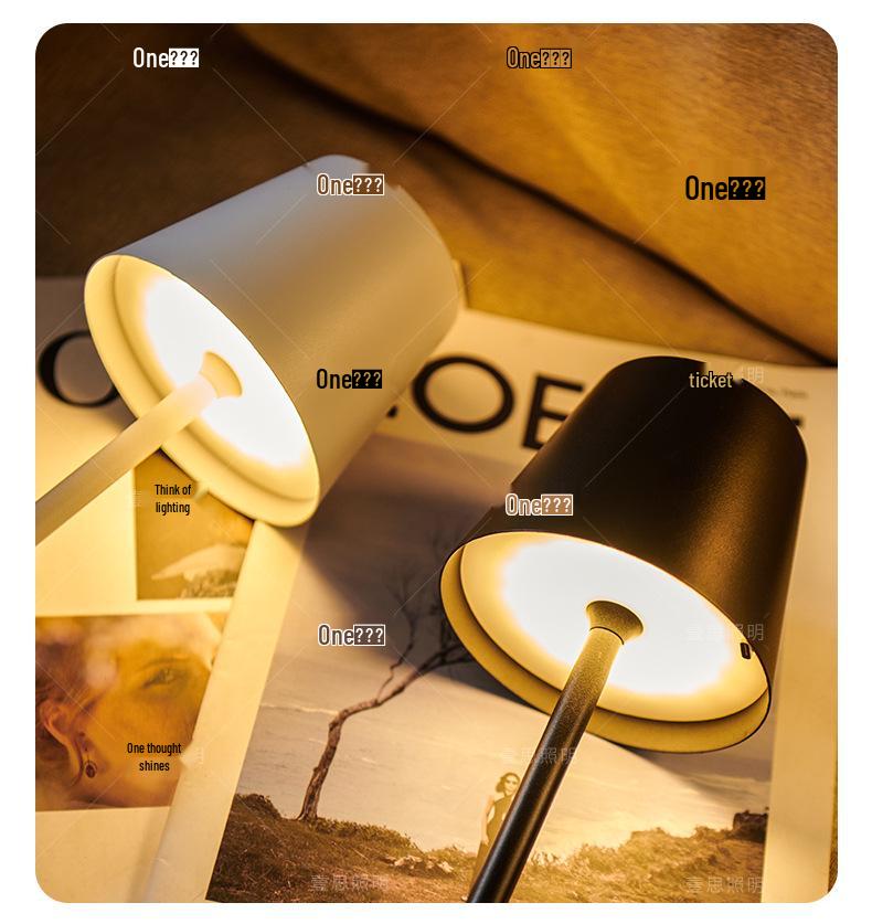 Rechargeable High-Leg Iron Table Lamp - Outdoor Touch-Control, Three-Color USB Light for Restaurants