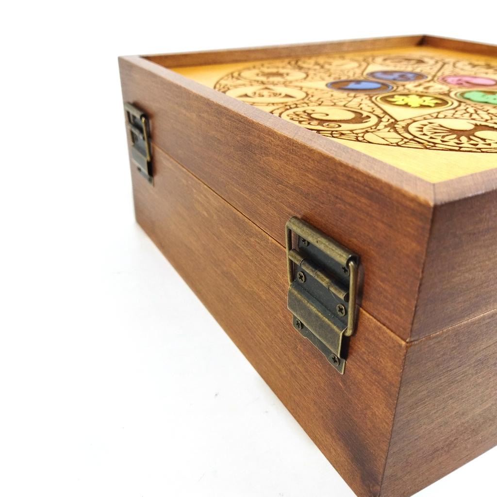 Box mit Deckel für Sammelkarten Magic the Gathering, Pokemon, Yu-Gi-Oh 25x25x11 cm Mr. Thomas's Workshop Holzlack