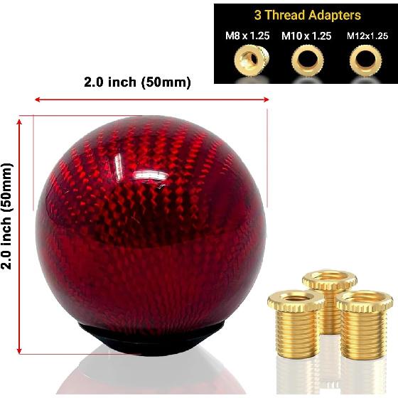 MUGE Racing Fabric Shift Boot with Round Ball Carbon Fiber Shift Knob,Universal Shift Boot Cover with Weighted Shift Knob (Style 7)