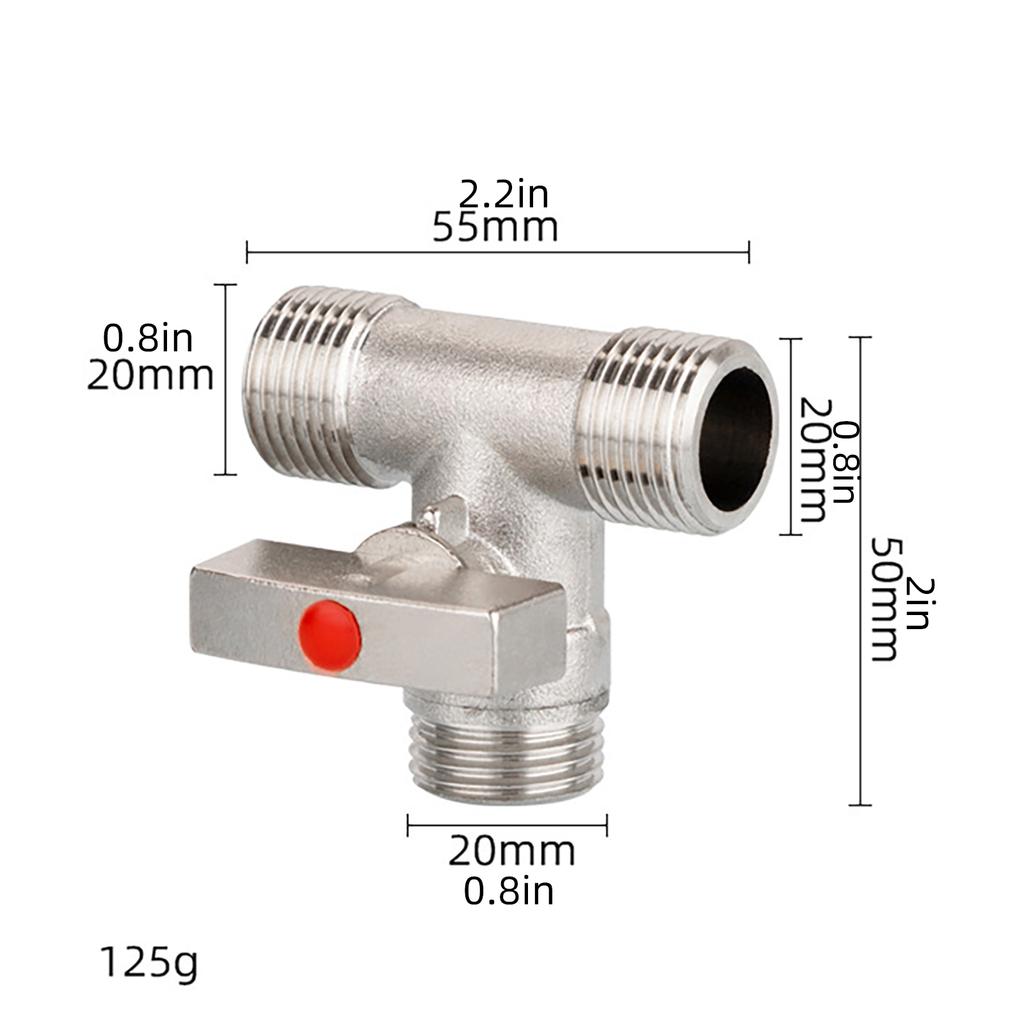 Steel Tee Stop Valve Adapter T Connector Valve Adapter Multipurpose Valves for Bidet Sprayer & Toilet Tank Installation