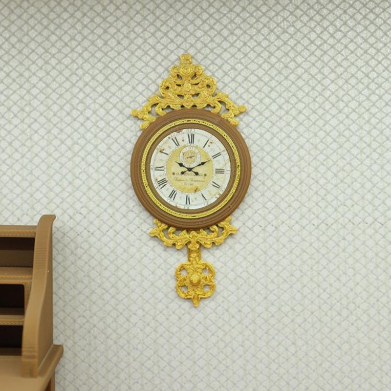 Portable Miniature Retro European Wall Clock For Dollhouses Use ABS Lightweight Design