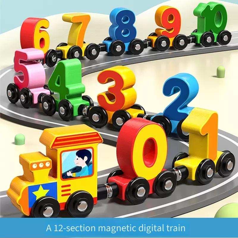 Magnetische Zahlenzug Spielzeug für Kinder, Pädagogische Magnetische Bausteine, Steckspielzeug für Kleinkinder Jungen Mädchen Alter 1-6