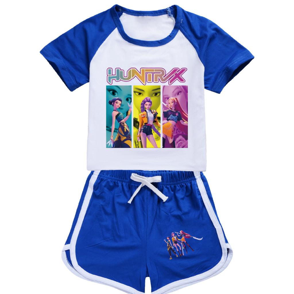 4979 Kids Girls POP Rumi Zoey Mira Print T-shirt Shorts Sport Tracksuit Clothes Set