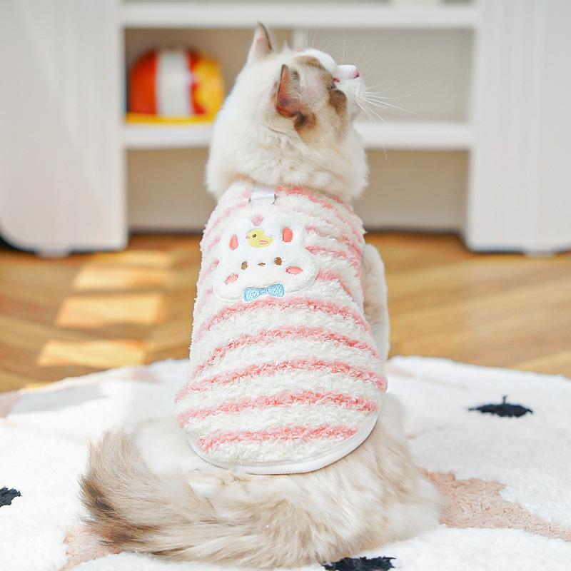 Flannel Thermal Vest Cats Dogs Winter Warm Fleece Jacket For Puppies Hairless Cats Small Breeds  Winter Cozy Pet Apparel