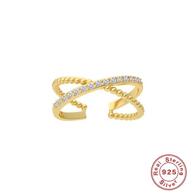 Sterling Silver Sweet Double Layer Star Moon Opening Ring For Women Finger Ring Engagement Wedding Jewelry Wholesale