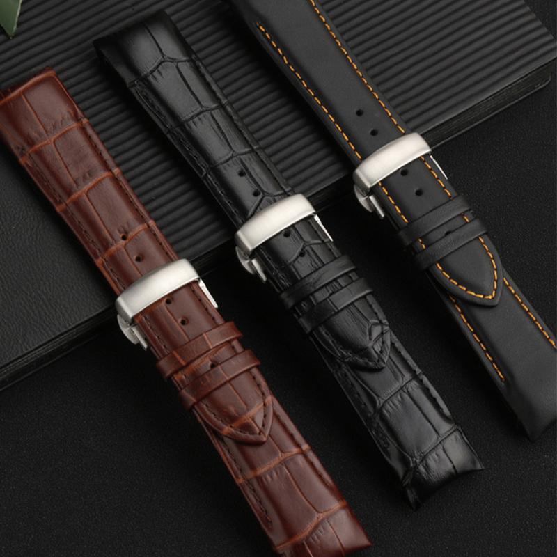 Classic 22/23/24mm Genuine Calf Leather Watchband Watch Band Strap for Tissot Watch T035627/617/407 Series Watch Band Butterfly Buckle